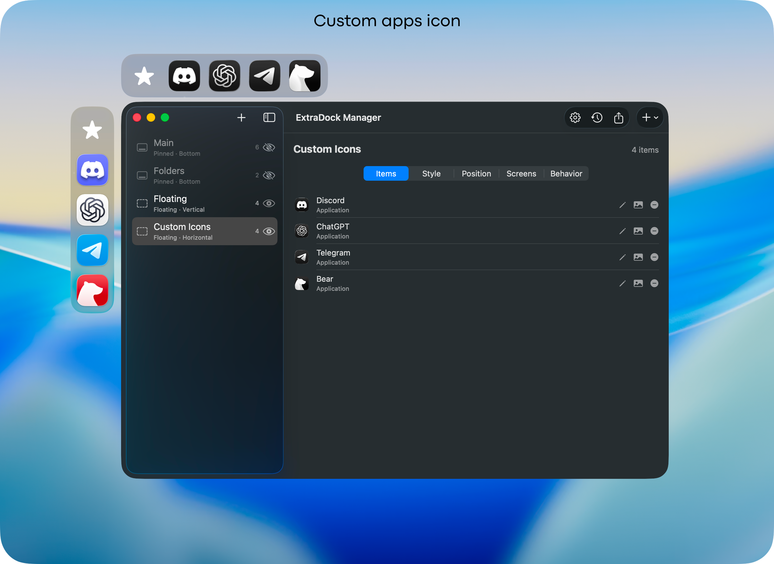 ExtraDock custom app icons